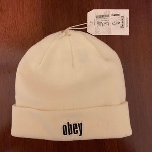 White obey beanie